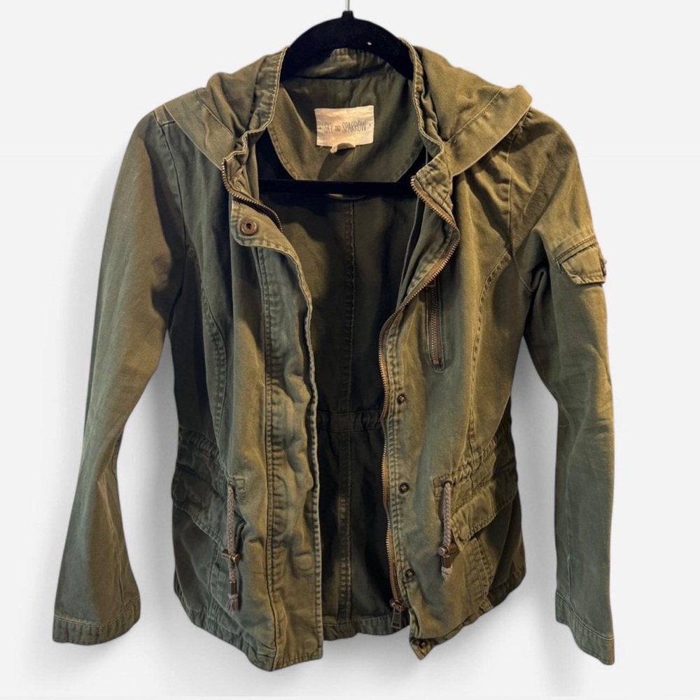 Sky and Sparrow Olive Green Hooded Jacket